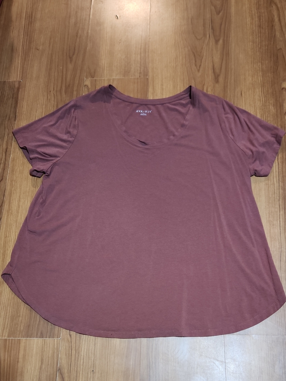 NWOT Ava & Viv Short Sleeve Scoop Neck Top - Dusty Mauve